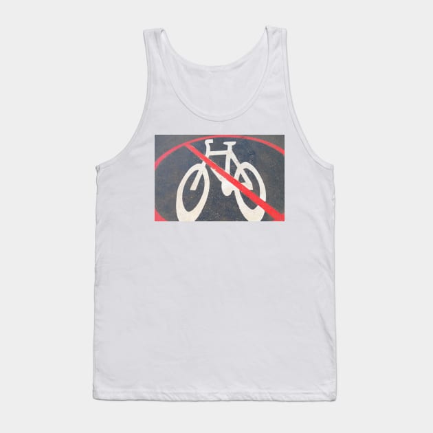 No cycling zone symbol on pavement red crossed circle Tank Top by brians101